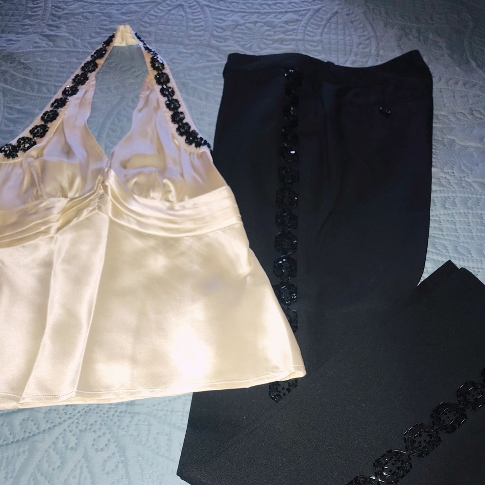 Dress pants with sequins and halter top